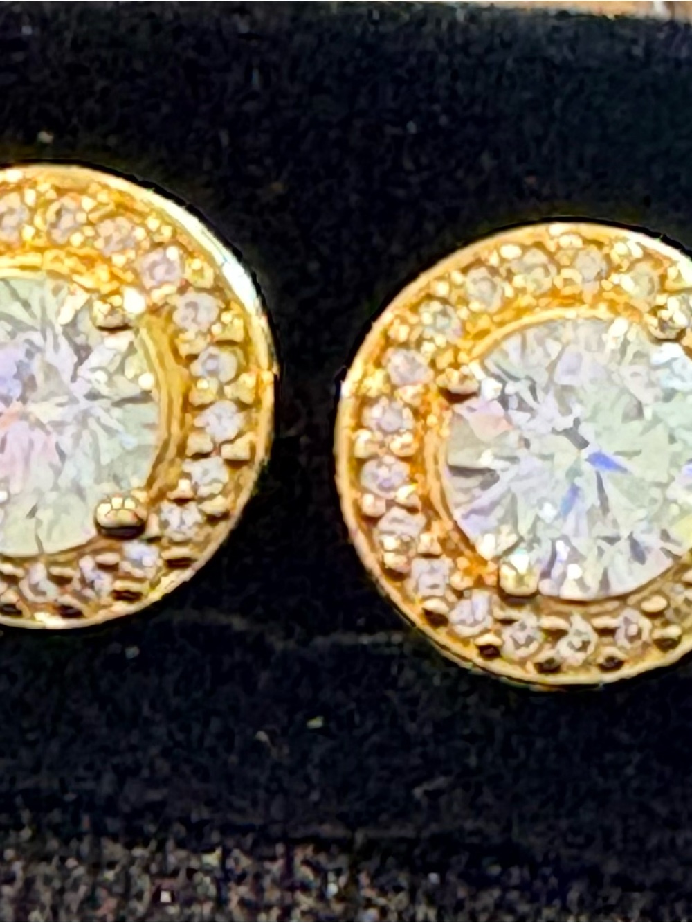 Gold Crystal Halo Stud Earrings - Women Jewelry